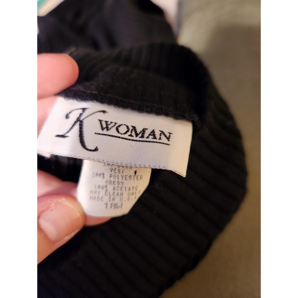 90s Black Ribbed Sweater Dress - Picture 5 of 6